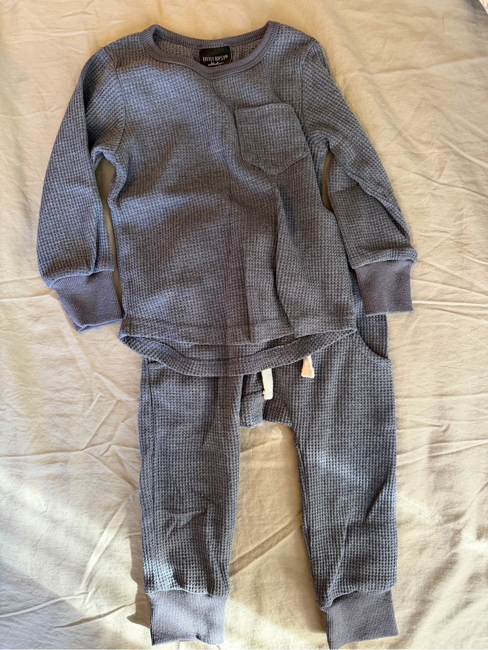 Little Bipsy Blue Waffle Knit Jogger Set